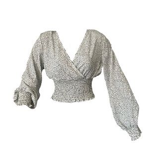 NWOT Shein Speckled Smocked Long Sleeve Top Size S